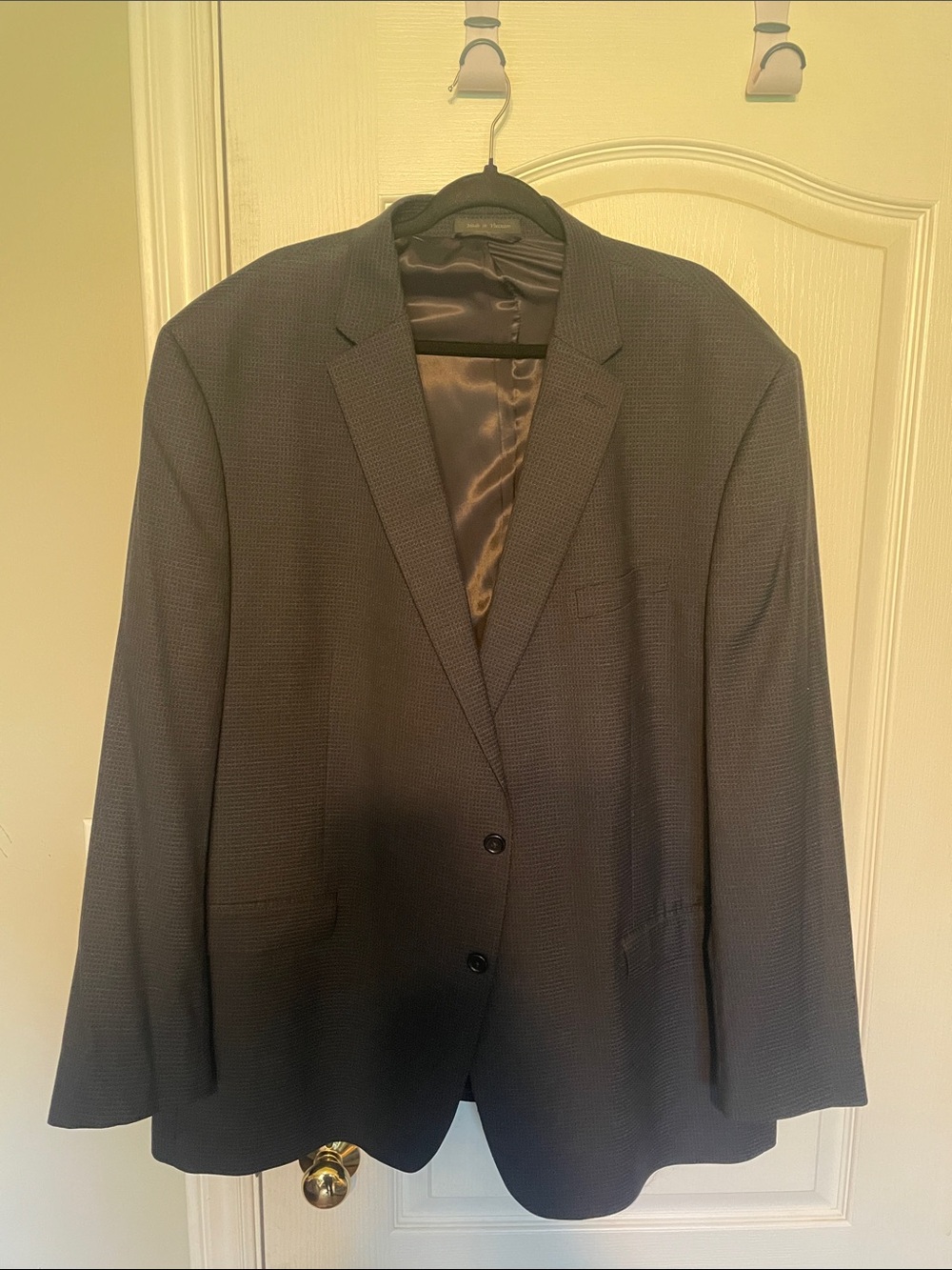 Men's navy/black tweed style Textured Two-Button Sport Coat